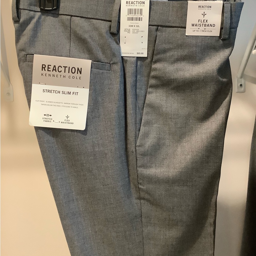 Kenneth Cole Medium Grey Dress Pants - Slim Fit